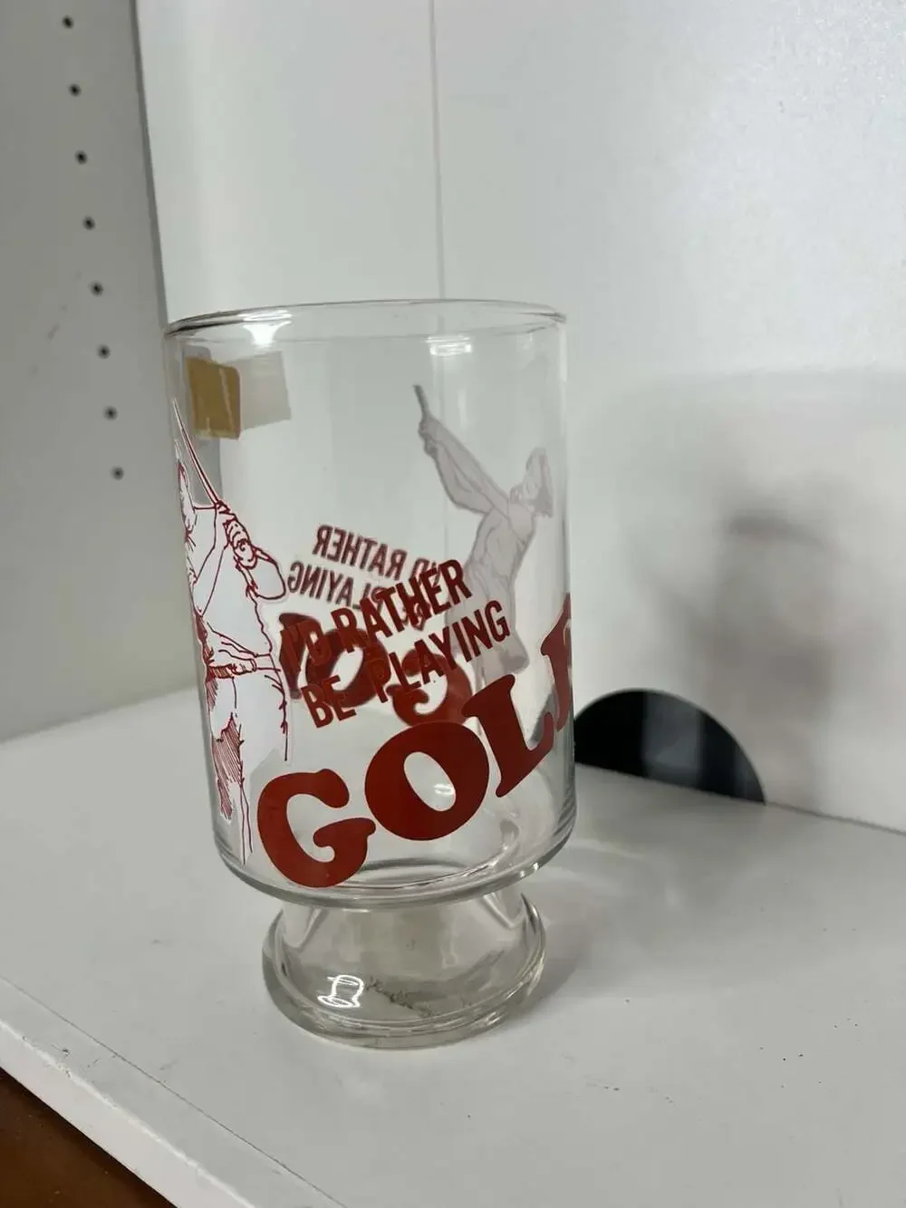 Vintage I'd Rather Be Playing Golf Footed Drinking Glass Tumbler